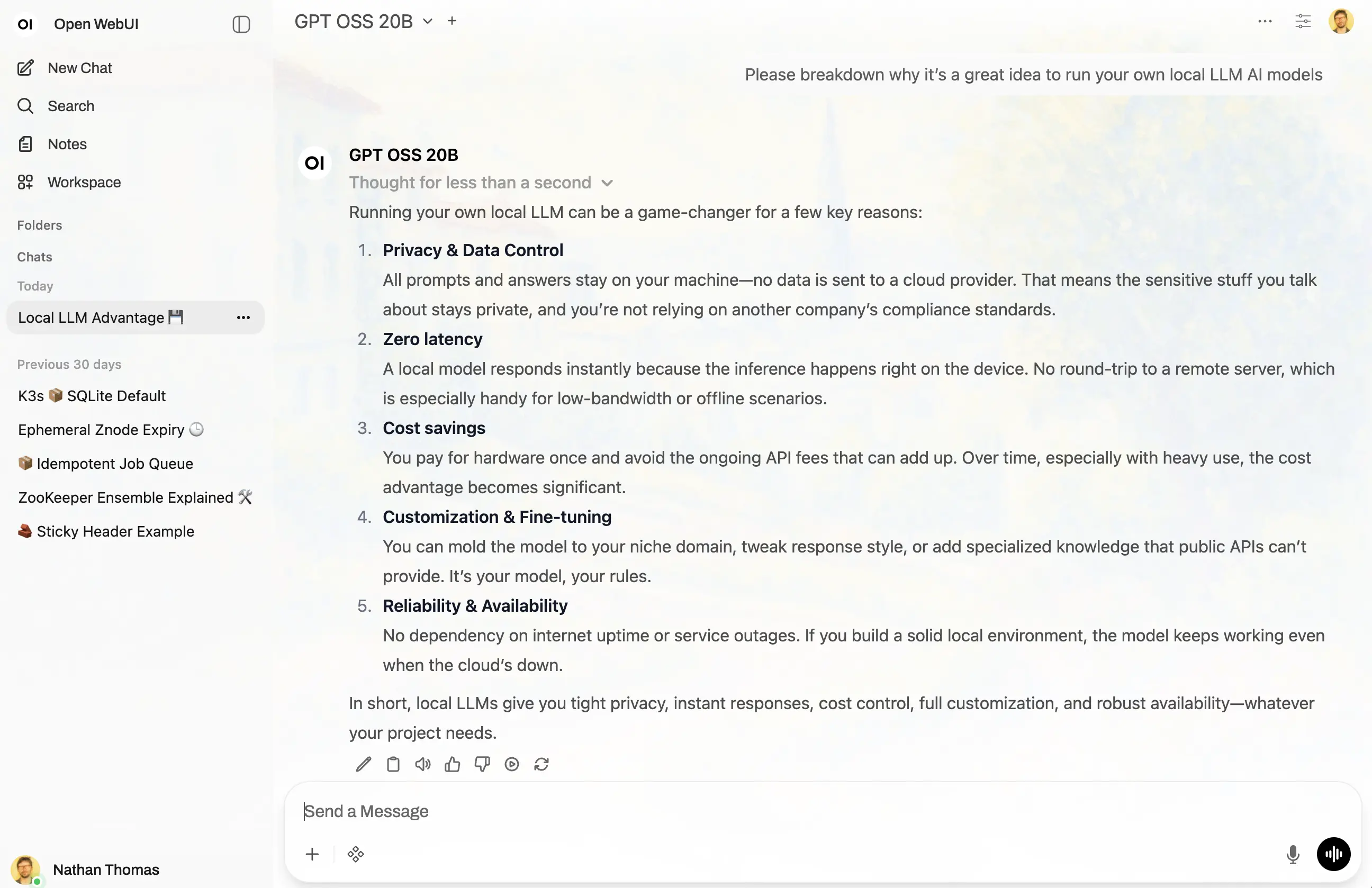 Open WebUI running locally